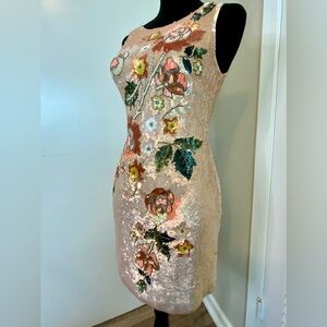 Needle & Thread FLORAL DRESS SIZE2 Iridescent Peach&FULLY HAND-STITCHED BEADING!